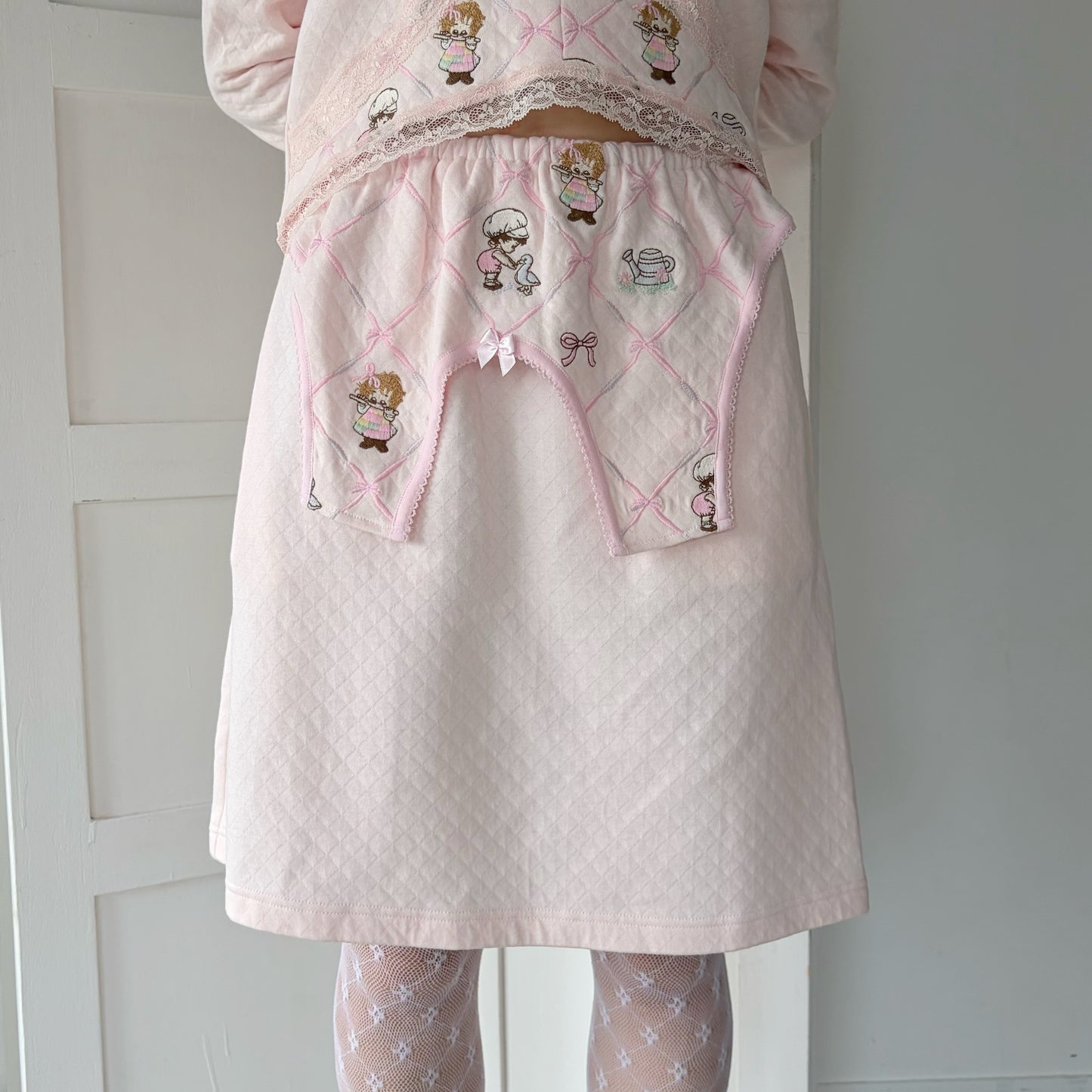 HOMEWEAR SKIRT / PINK / 刺繍スカート