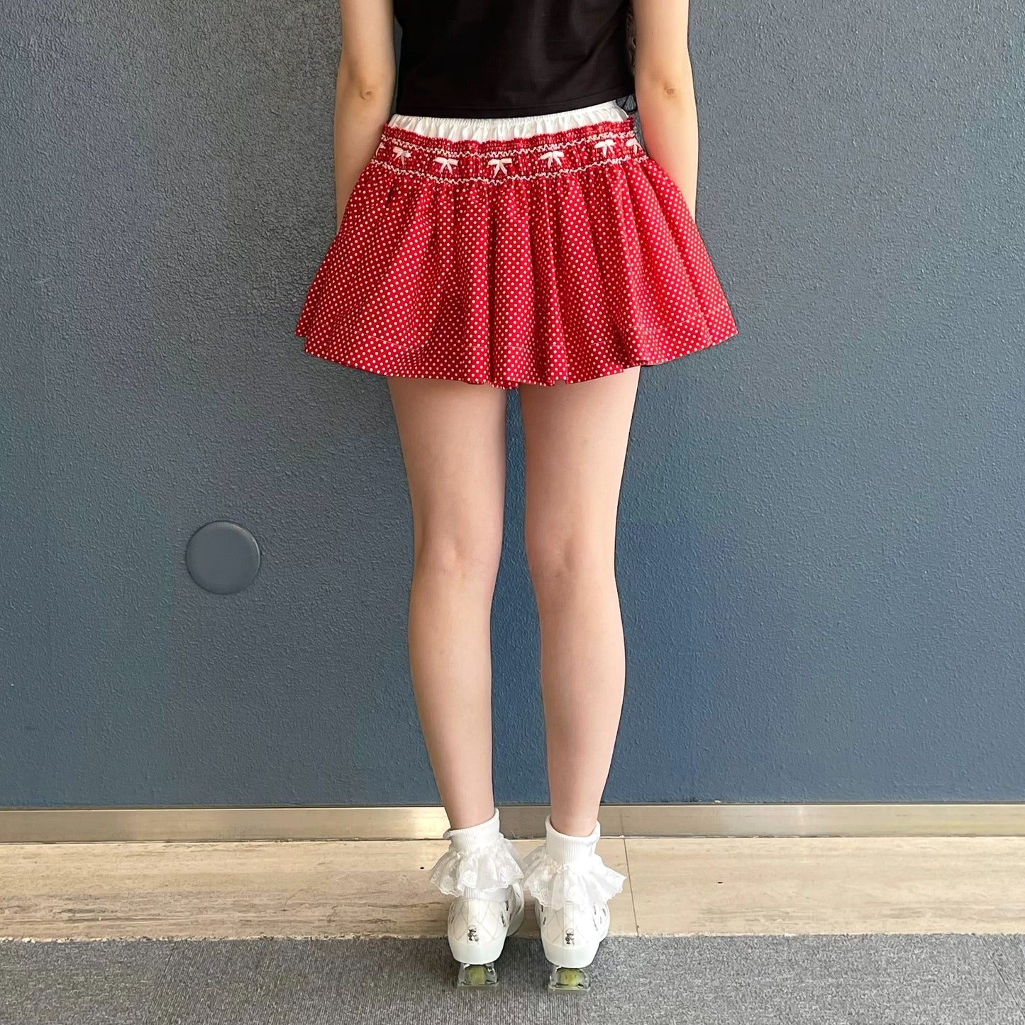 Briefs embroidery skort / Red / スモッキングスコート