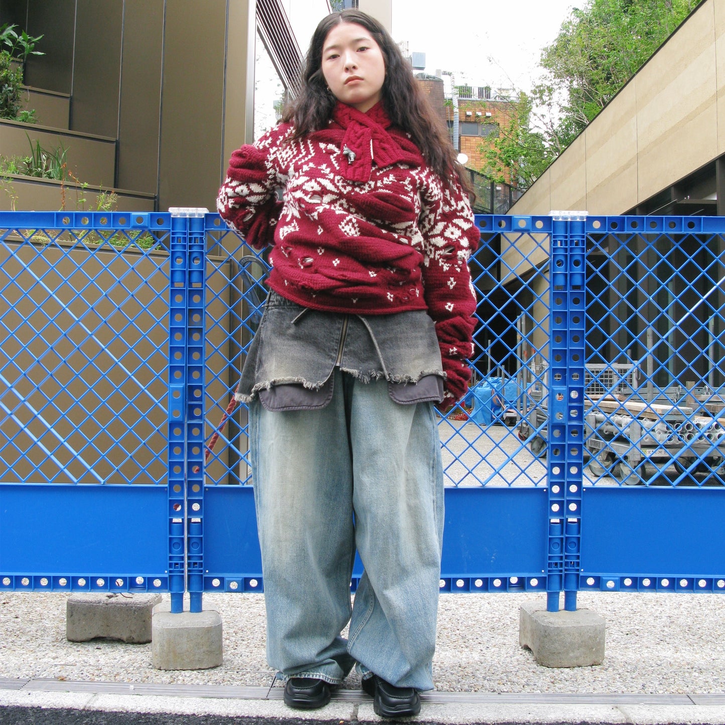 MINI CUT OFF DENIM SKIRT / BLACK / ショートデニムスカート