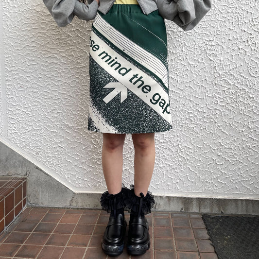 PRINT RIB MINI SKIRT / GREEN / プリントリブミニスカート