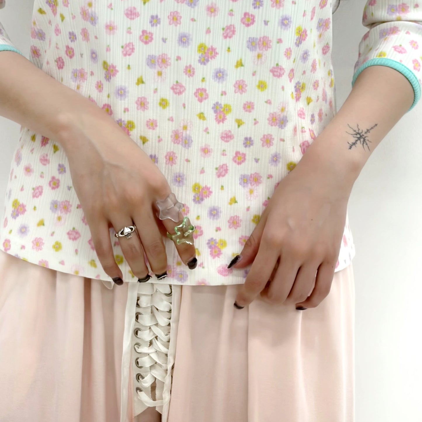 STAR RING / GREEN-clear glossy / スターリング