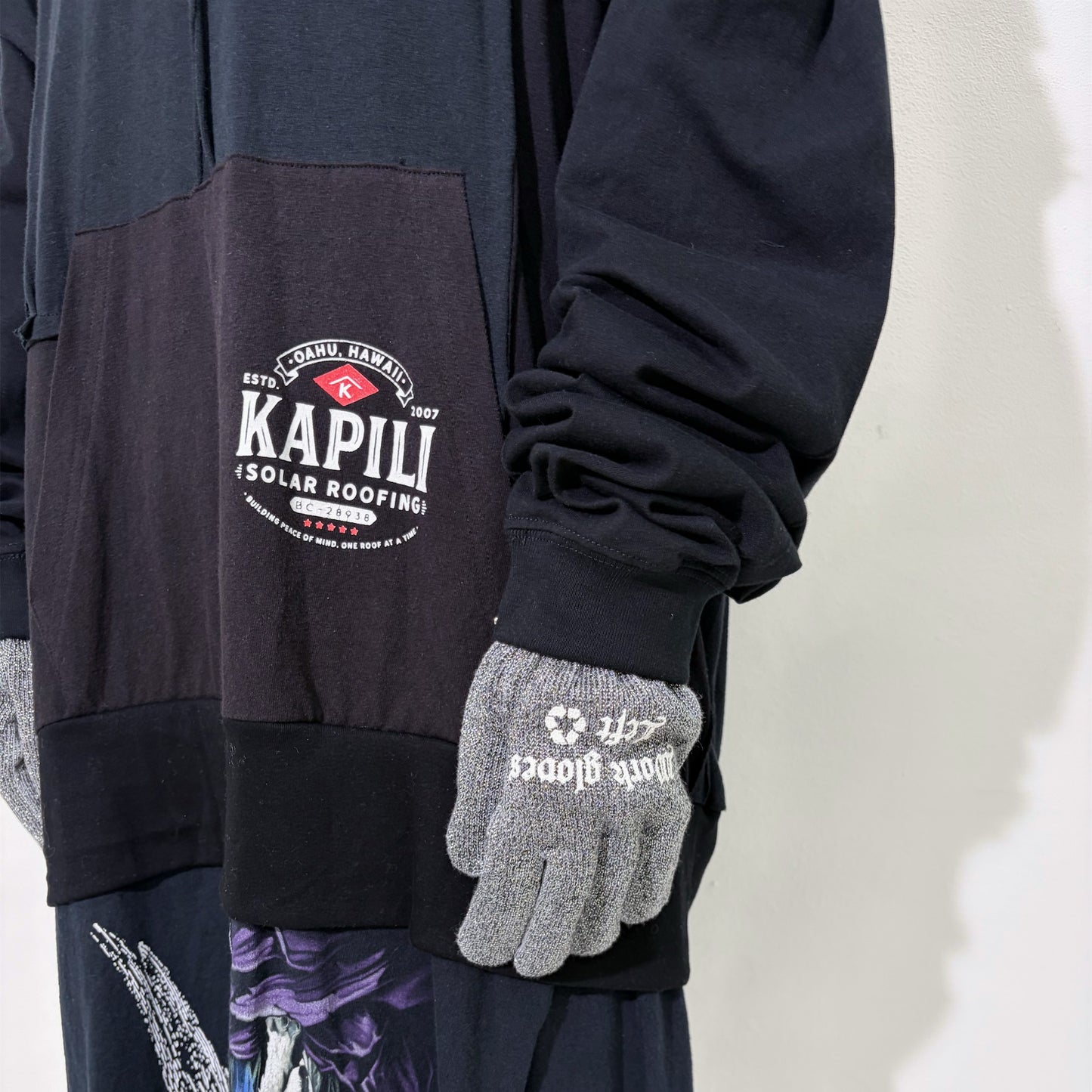 GLOVE-TROTTING RECONSTRUCTED DRESS / BLACK / Tシャツ構築レイヤードドレス