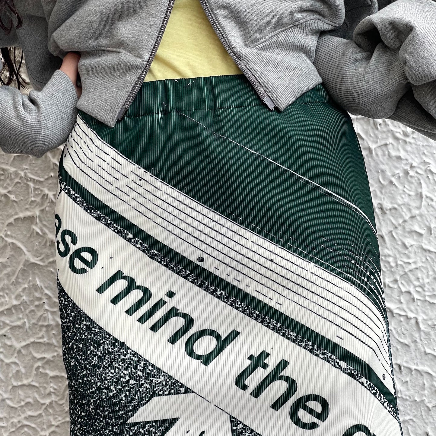 PRINT RIB MINI SKIRT / GREEN / プリントリブミニスカート