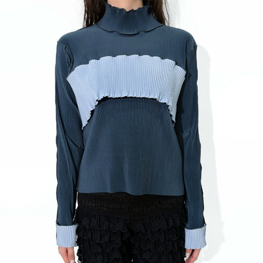 BUSTIER HIGH NECK TOP REGULAR / DARK BERRY / ビスチェデザインプリーツトップ