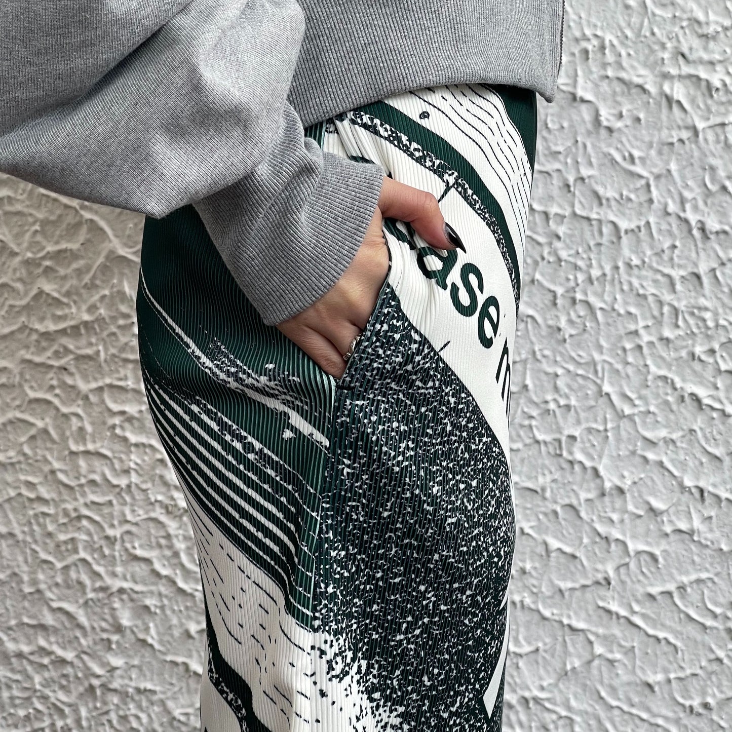 PRINT RIB MINI SKIRT / GREEN / プリントリブミニスカート