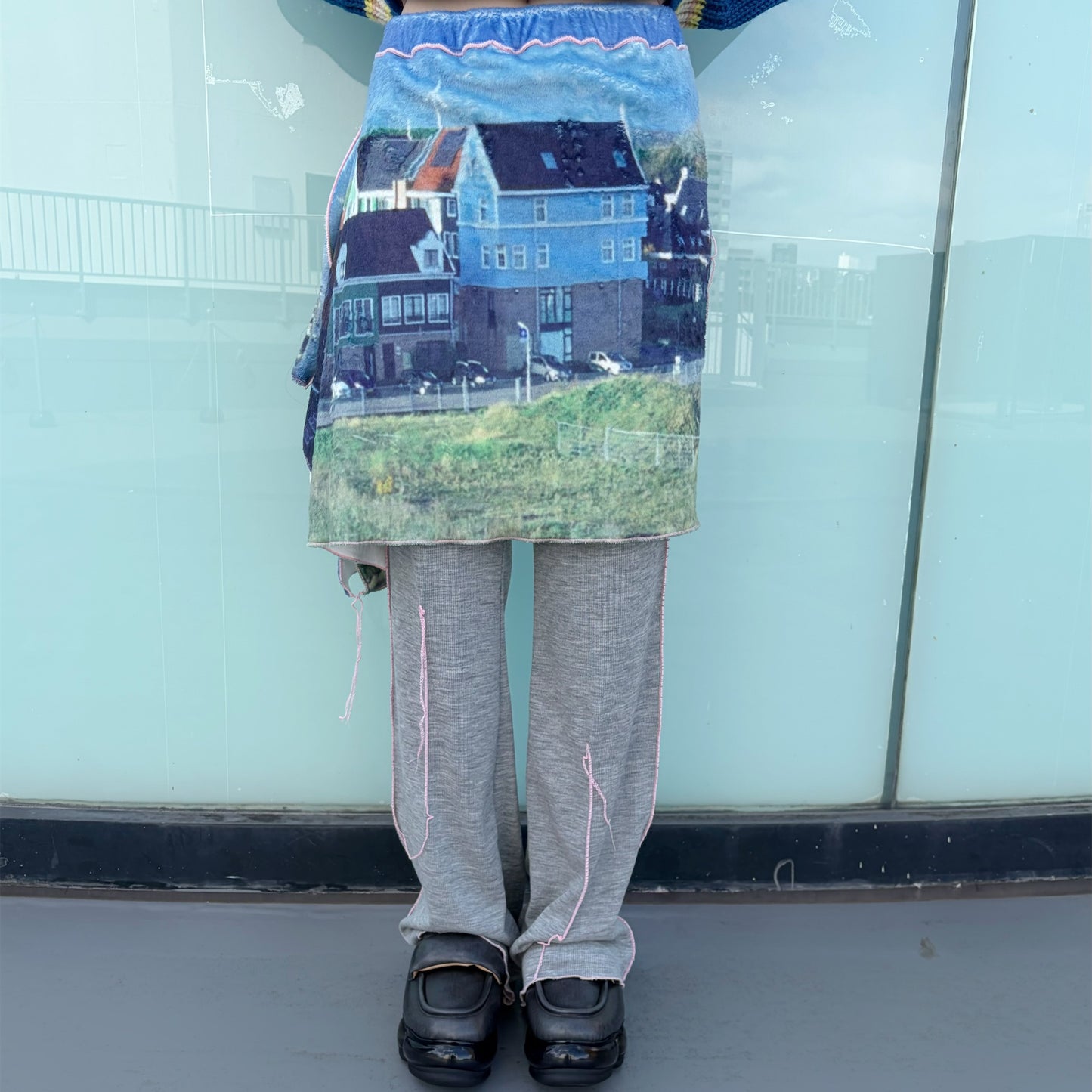 print fur pants with skirt / house / プリントファー スカート付きパンツ