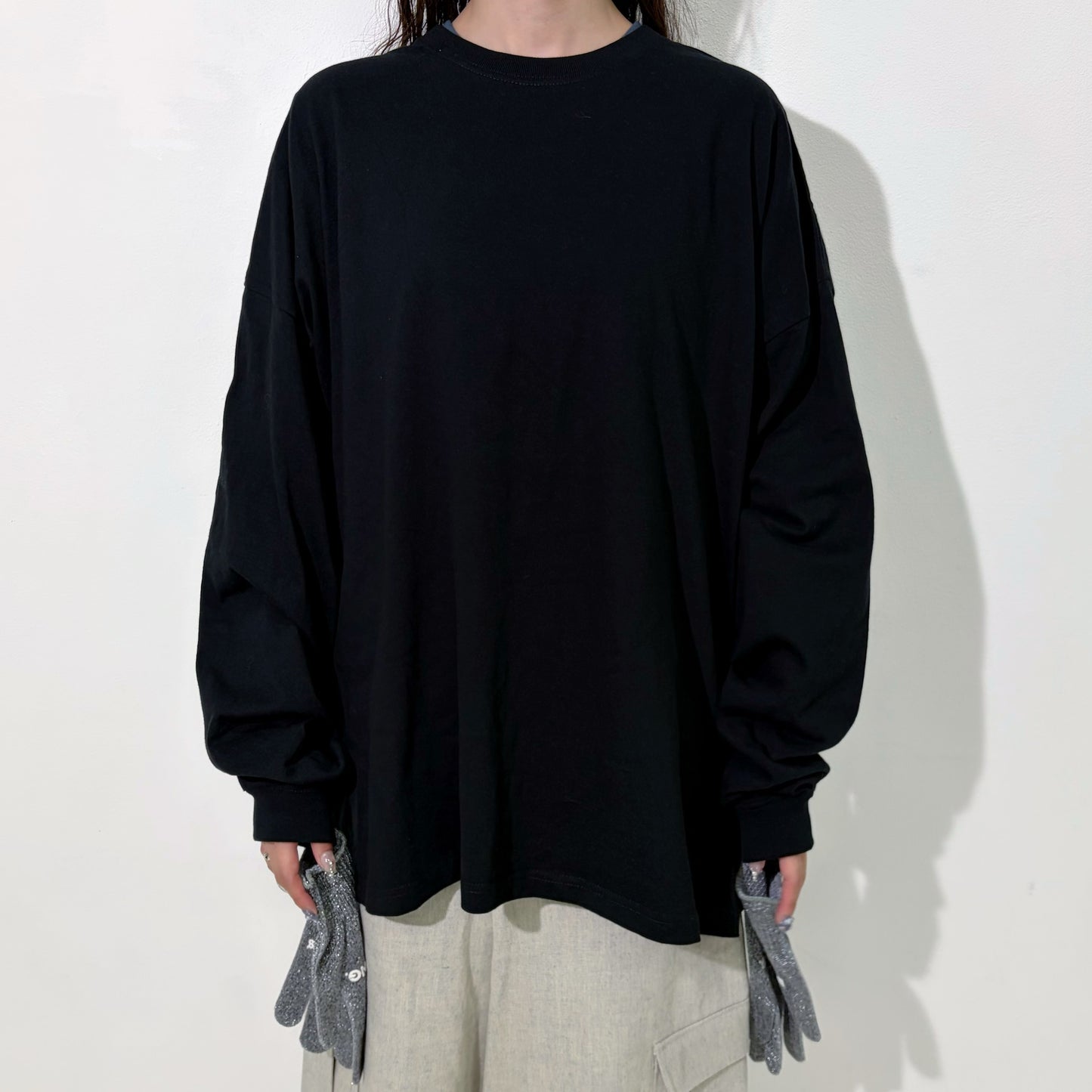 GLOVE-TROTTING RECONSTRUCTED DRESS / BLACK / Tシャツ構築レイヤードドレス