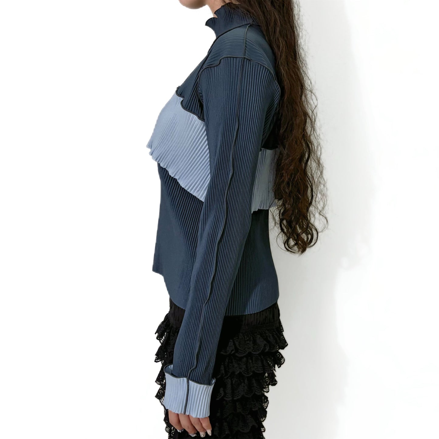 BUSTIER HIGH NECK TOP REGULAR / DARK BERRY / ビスチェデザインプリーツトップ