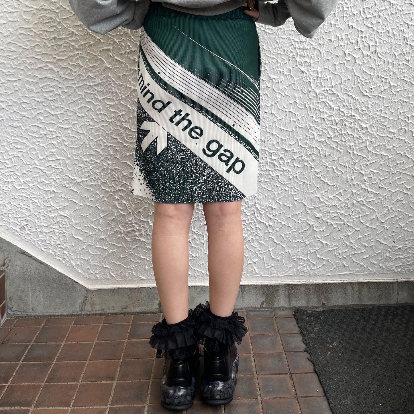 PRINT RIB MINI SKIRT / GREEN / プリントリブミニスカート