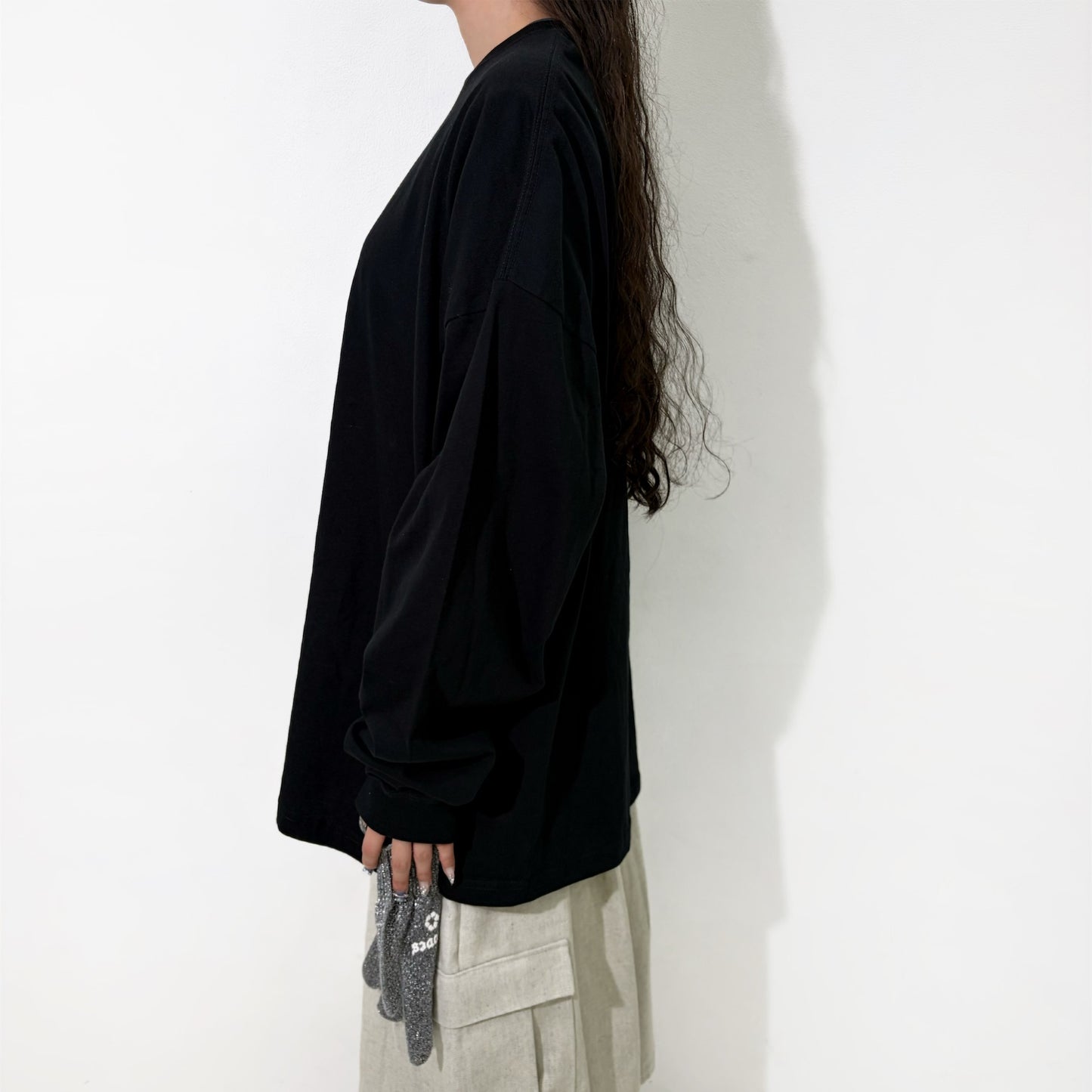 GLOVE-TROTTING RECONSTRUCTED DRESS / BLACK / Tシャツ構築レイヤードドレス