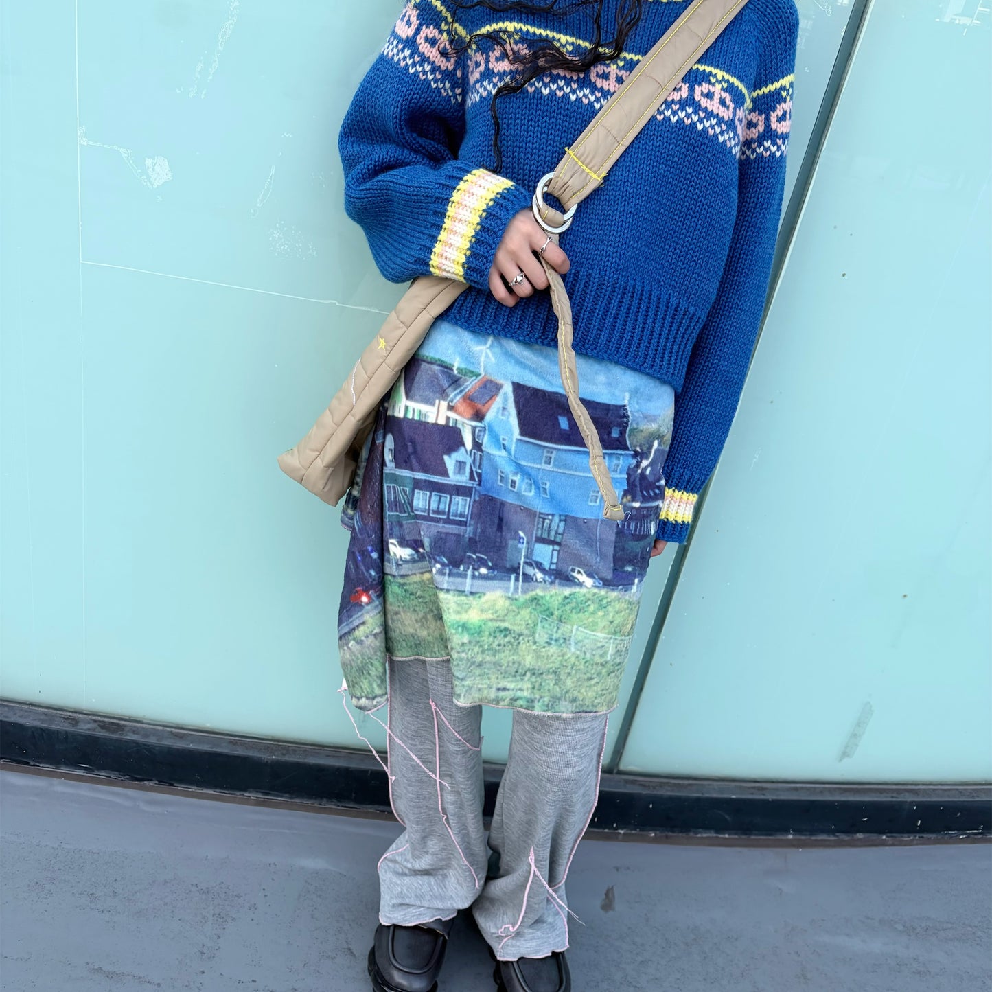print fur pants with skirt / house / プリントファー スカート付きパンツ