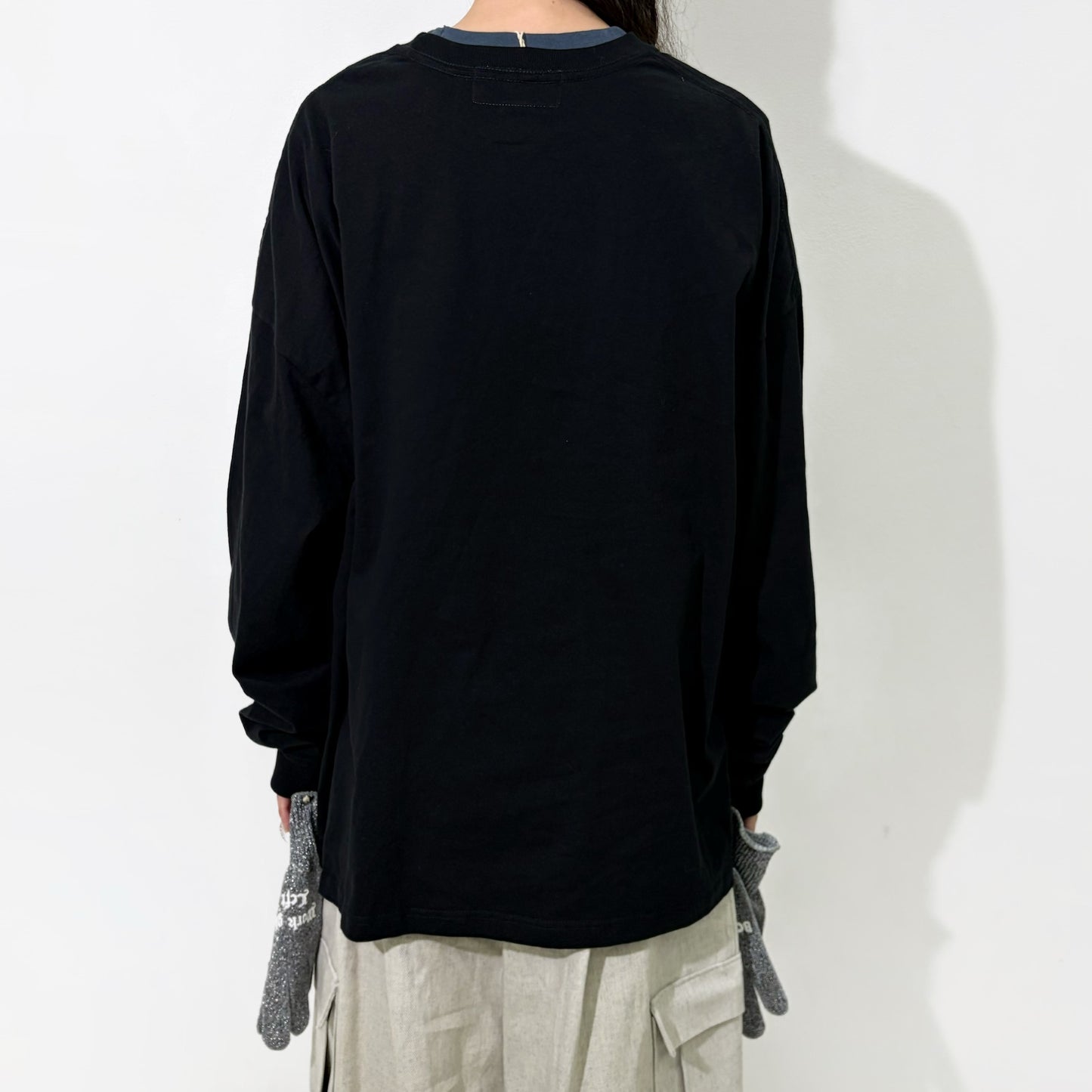GLOVE-TROTTING RECONSTRUCTED DRESS / BLACK / Tシャツ構築レイヤードドレス