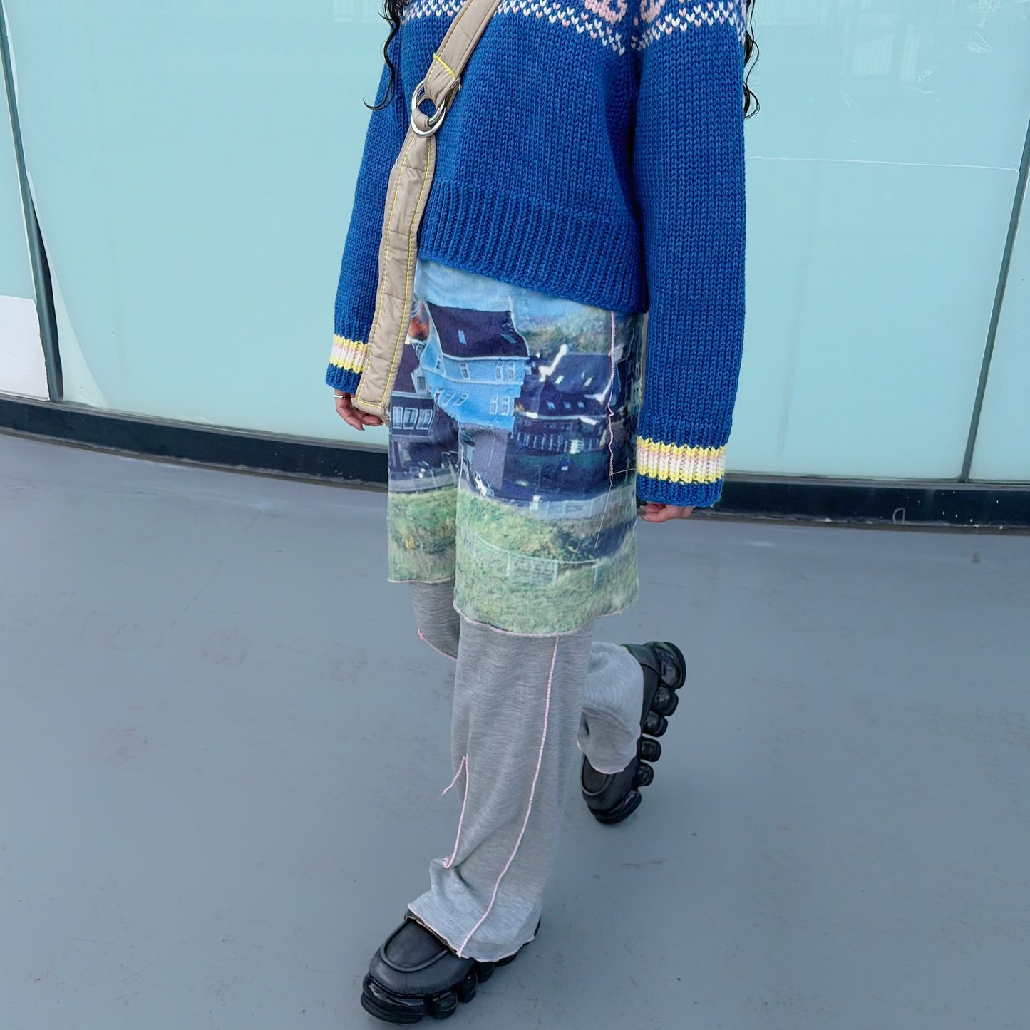 print fur pants with skirt / house / プリントファー スカート付きパンツ