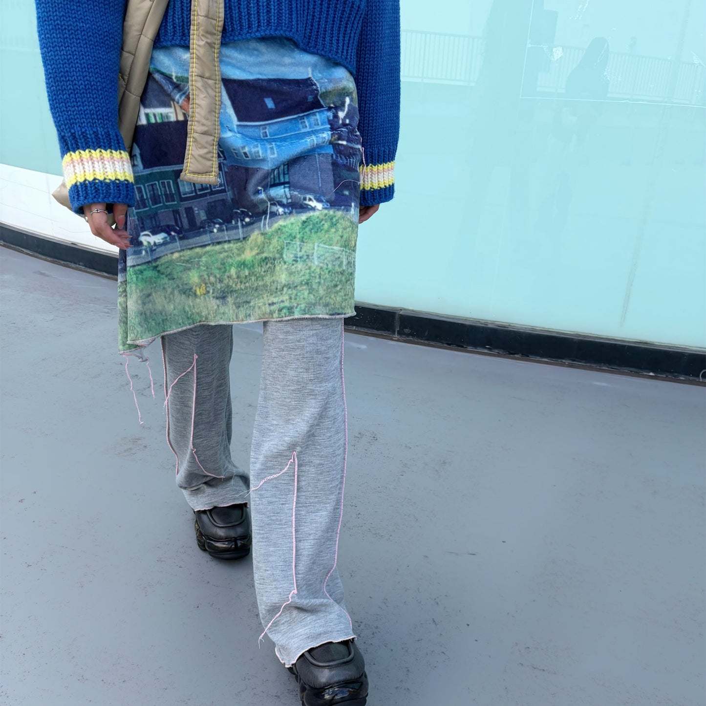print fur pants with skirt / house / プリントファー スカート付きパンツ
