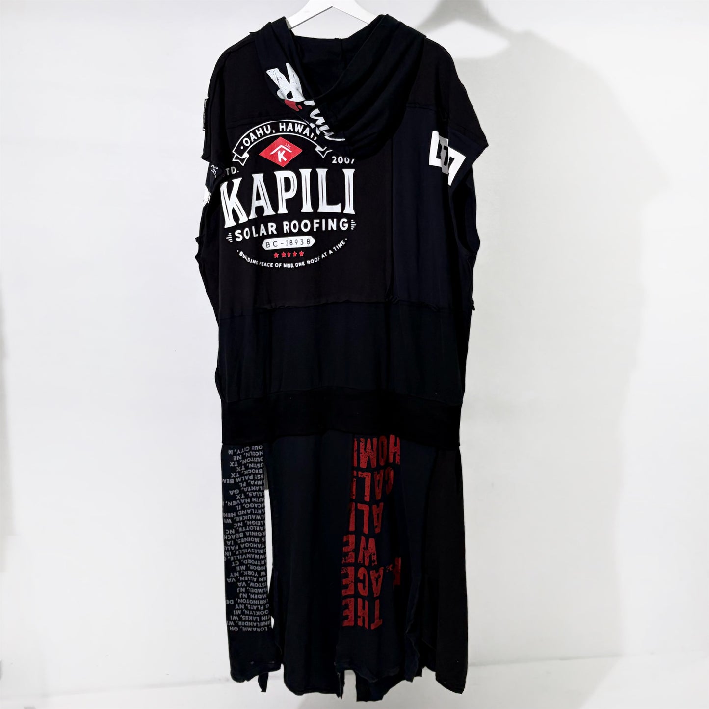 GLOVE-TROTTING RECONSTRUCTED DRESS / BLACK / Tシャツ構築レイヤードドレス