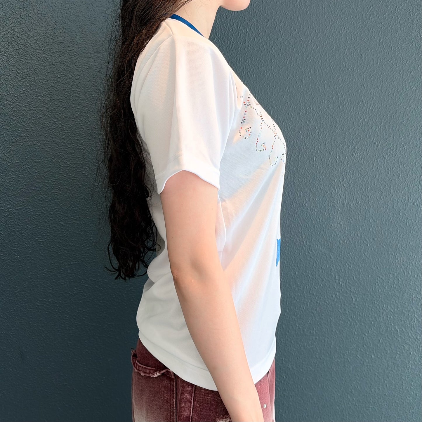 THE we are 友T / white×blue / プリントTシャツ