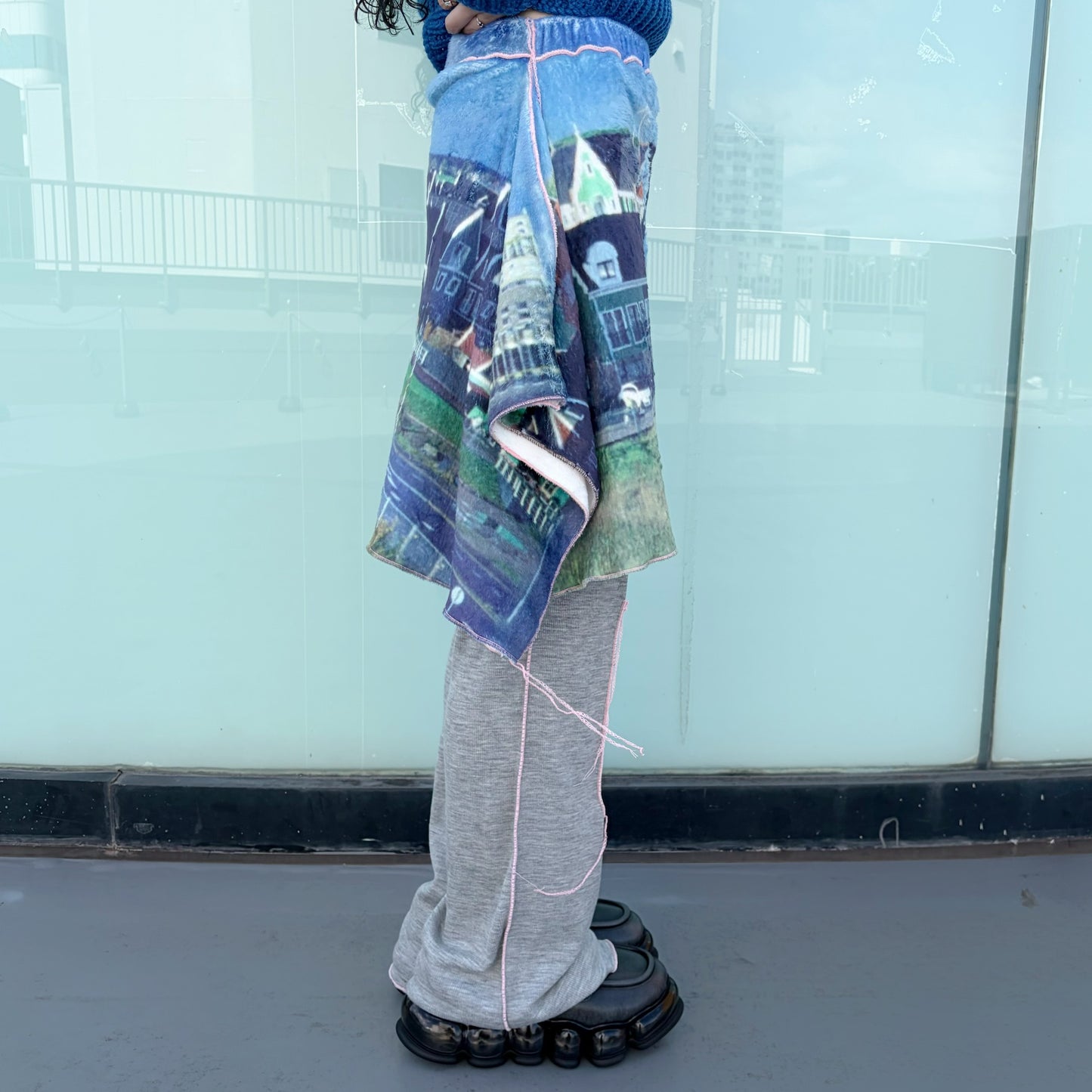 print fur pants with skirt / house / プリントファー スカート付きパンツ