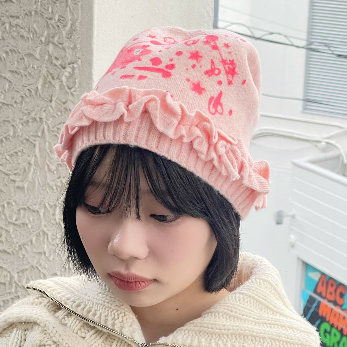 【SHEEP SOUVENIR】sheep vs winter knit cap / pink / ニットキャップ