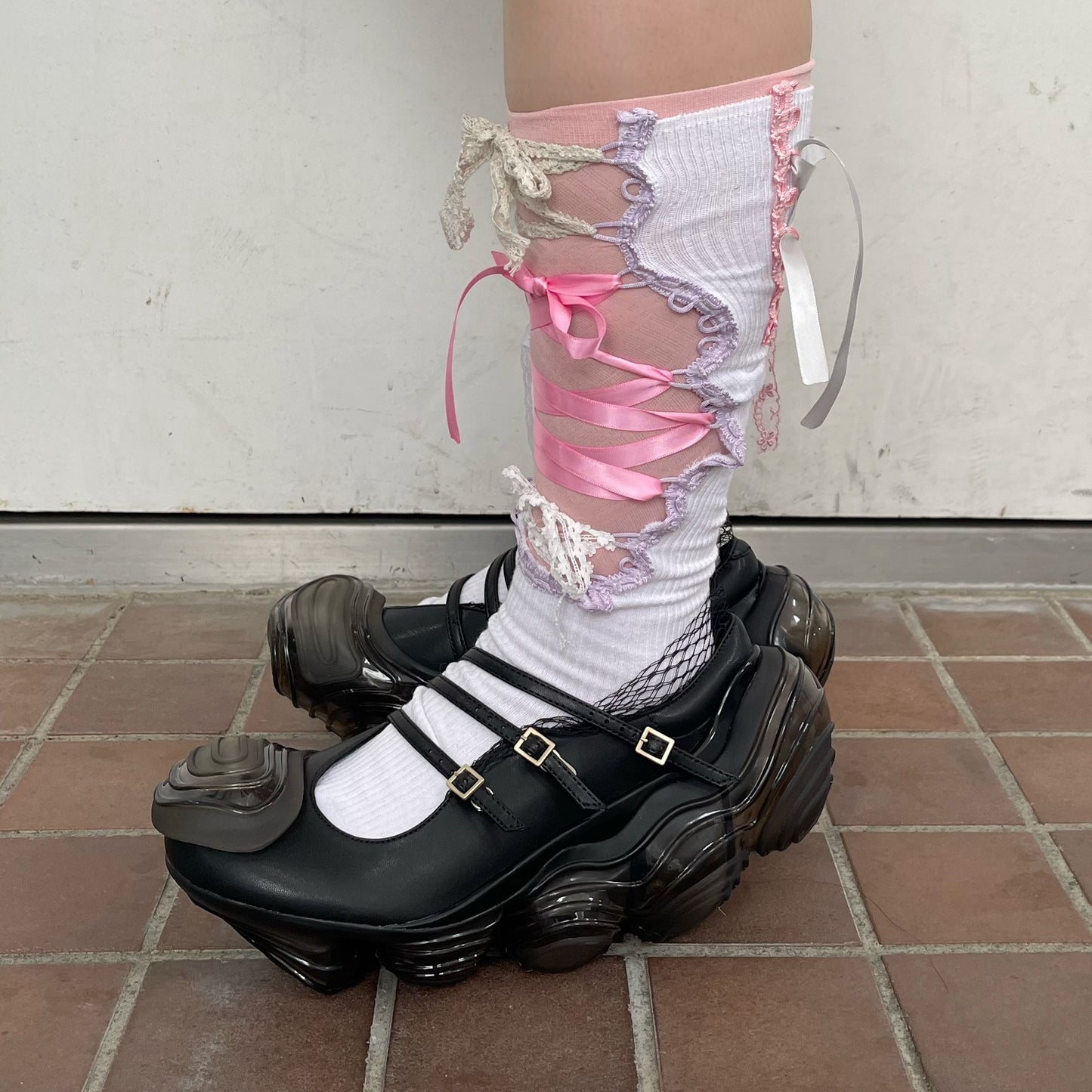 lace tie socks / White / レースタイソックス