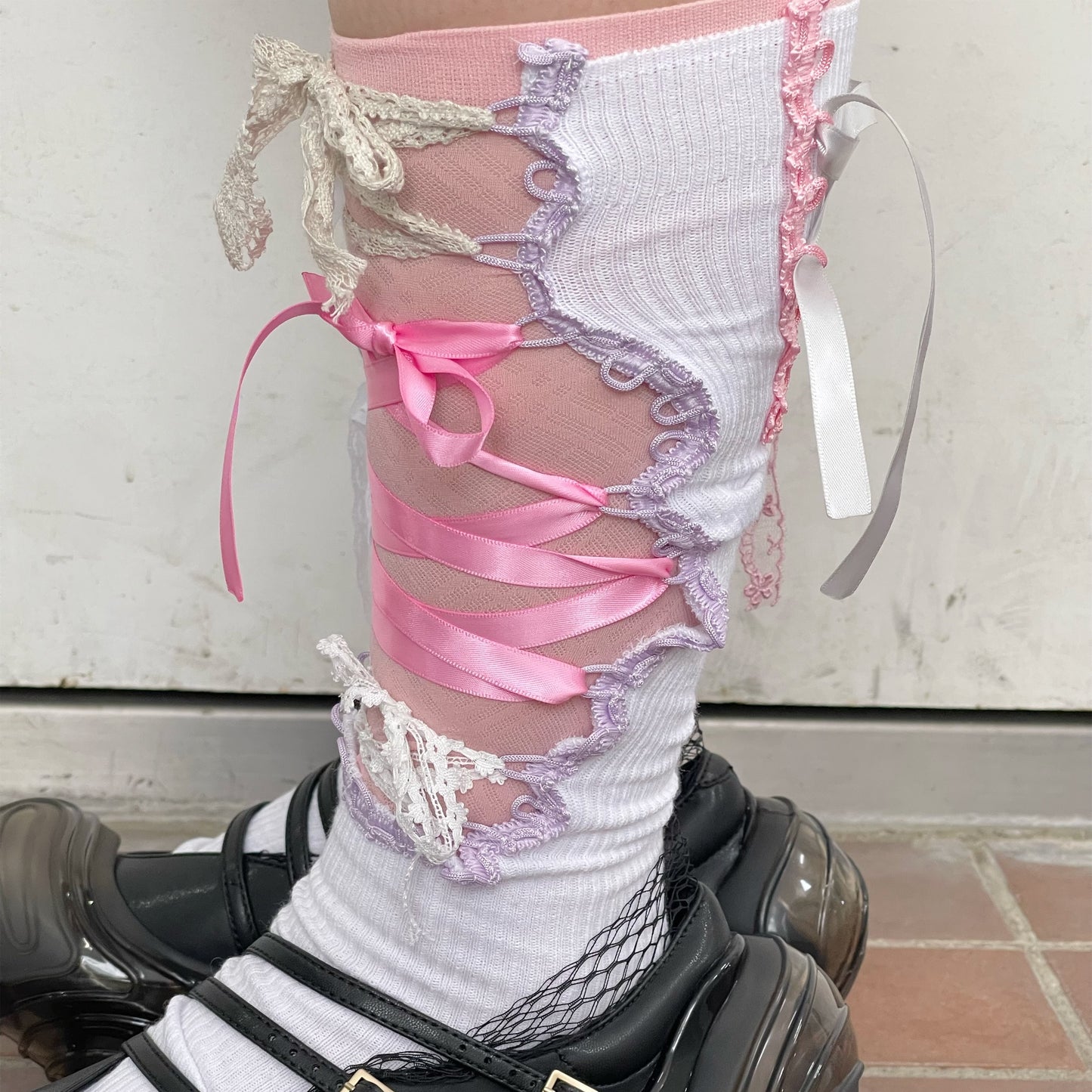 lace tie socks / White / レースタイソックス