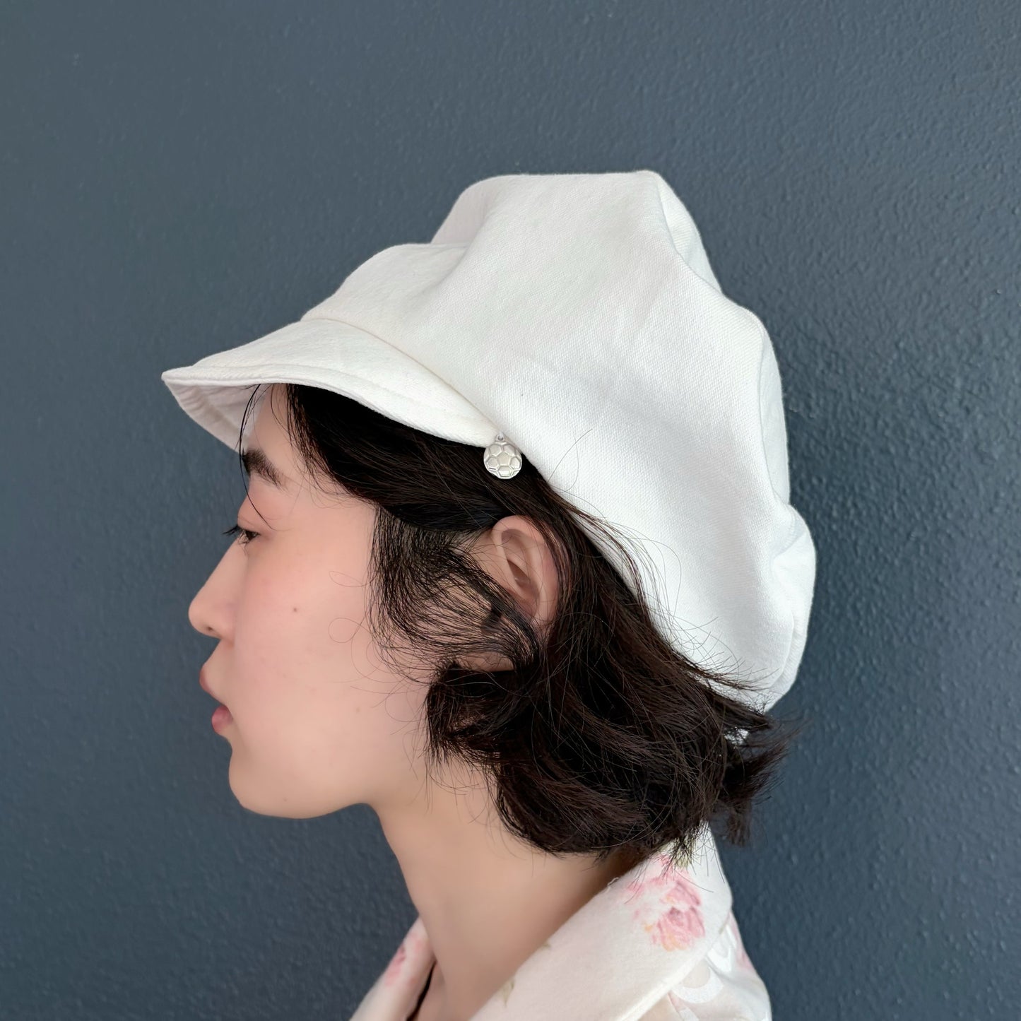 drape beret / white denim / ベレー