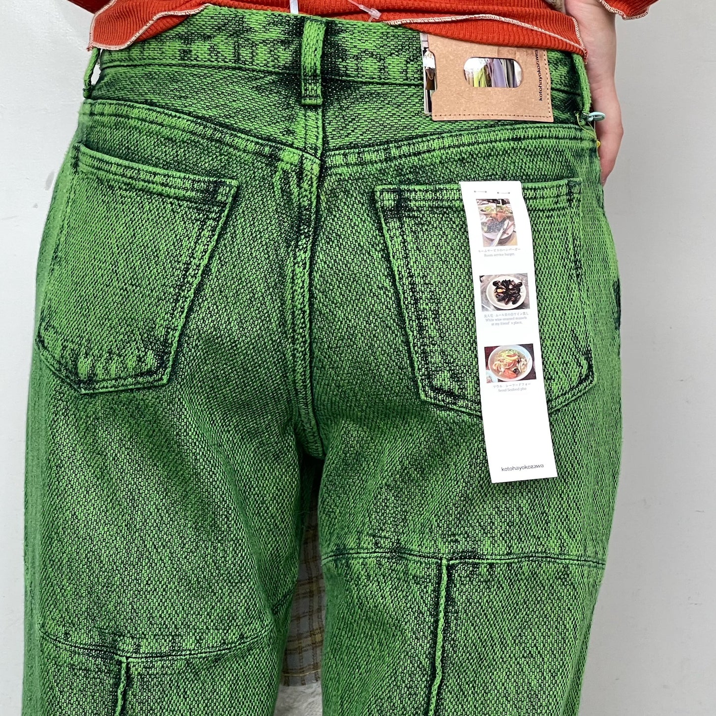 WAVE PANELLED DYED PANTS / LIME /ウェーブパネルデニムパンツ