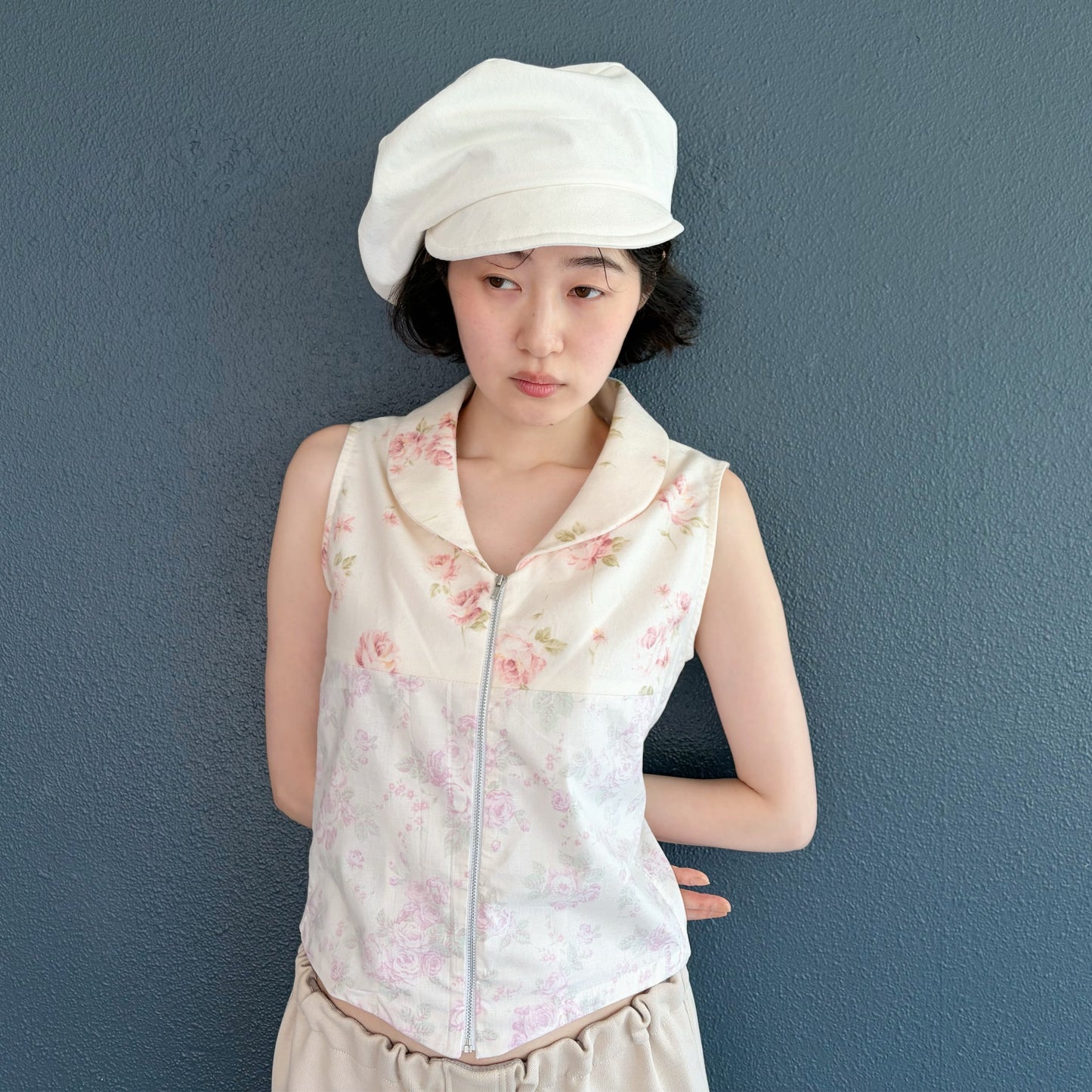 drape beret / white denim / ベレー