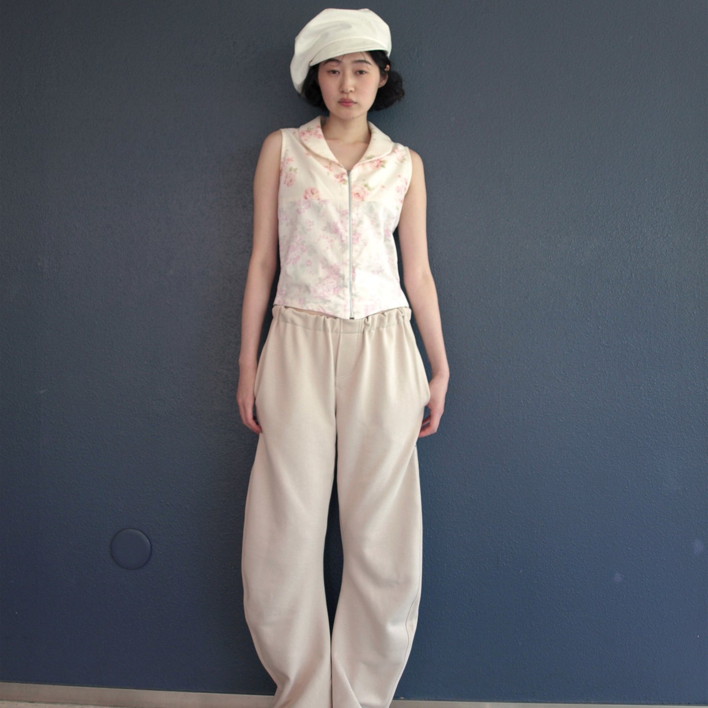 drape beret / white denim / ベレー