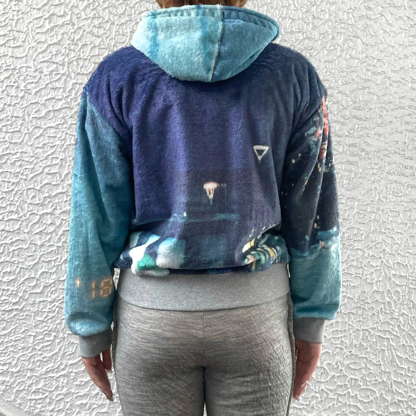 print fur zip up hoodie / snow / プリントファー ジップアップフーディ