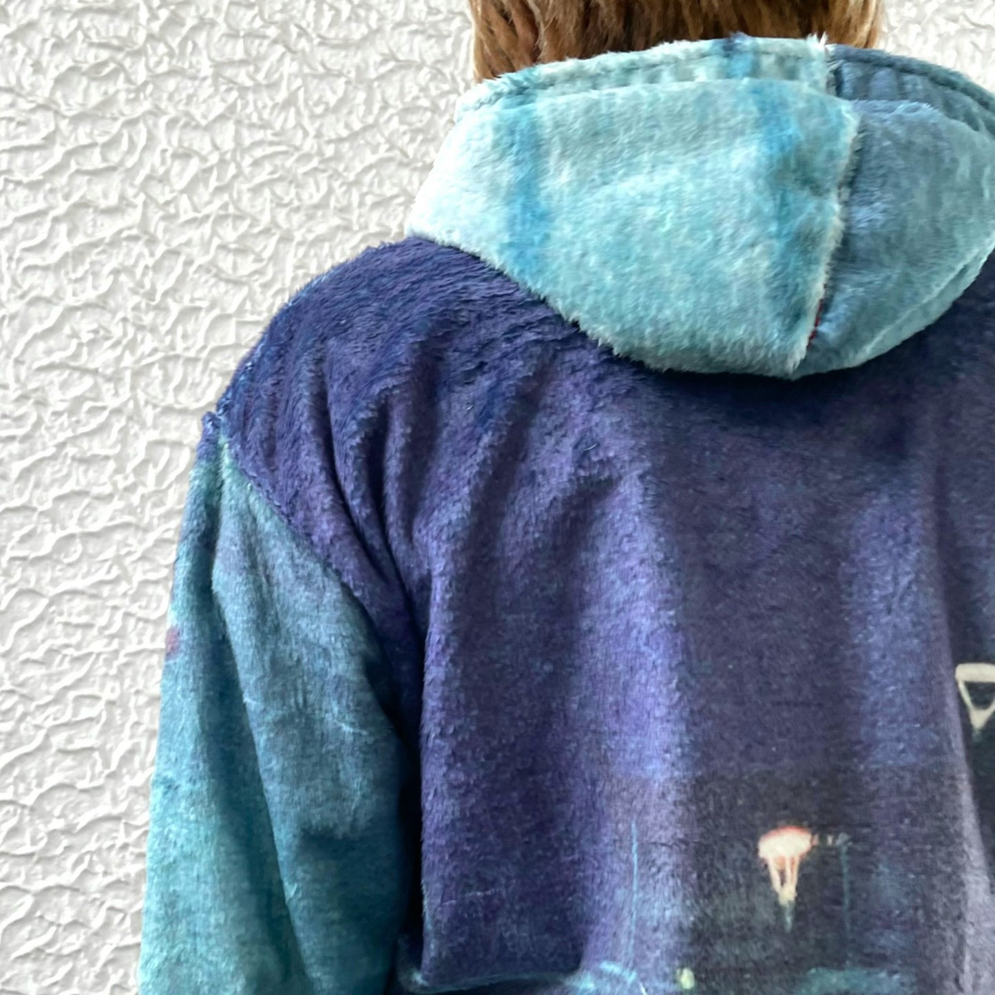 print fur zip up hoodie / snow / プリントファー ジップアップフーディ