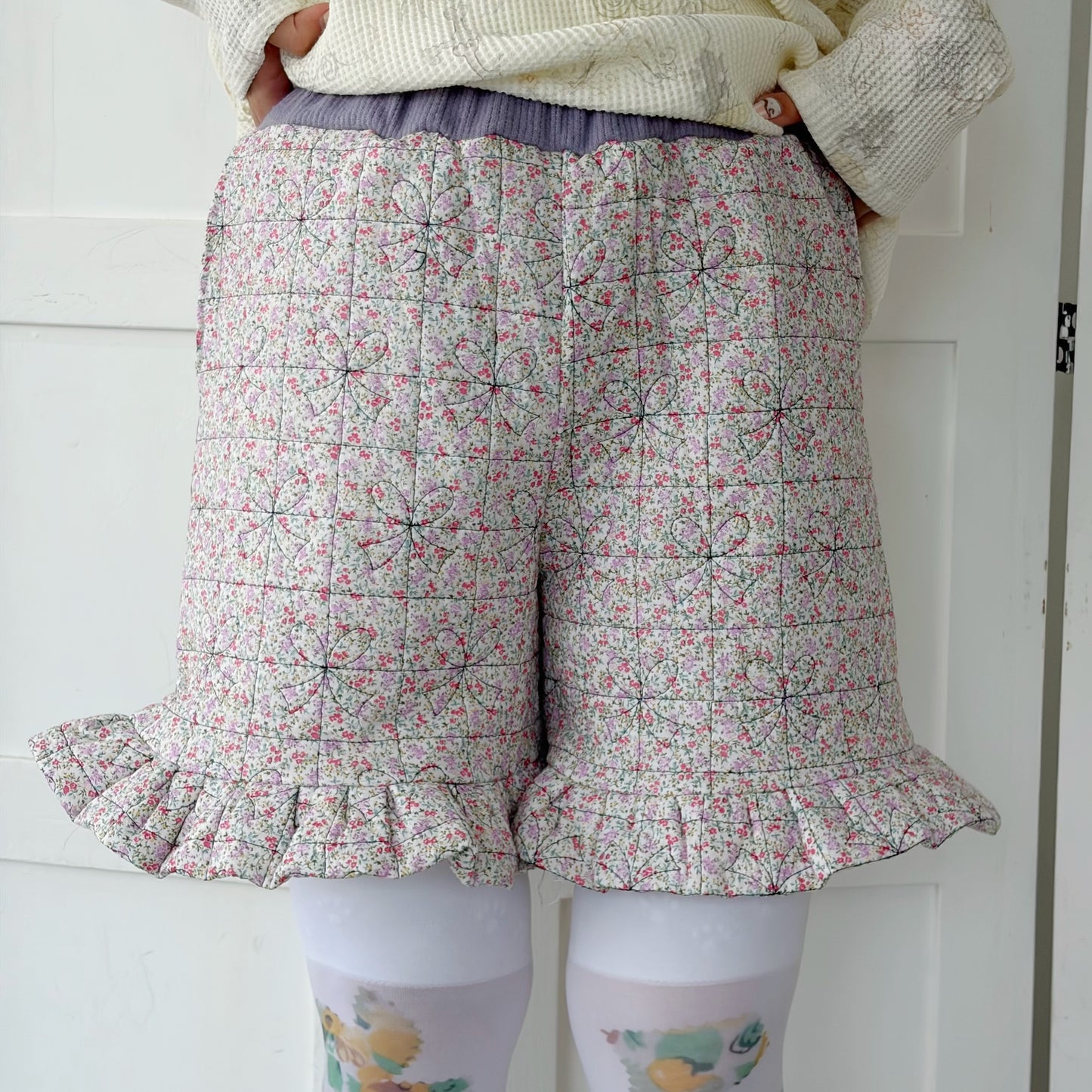 Quilt harf pants / Flower / キルトハーフパンツ