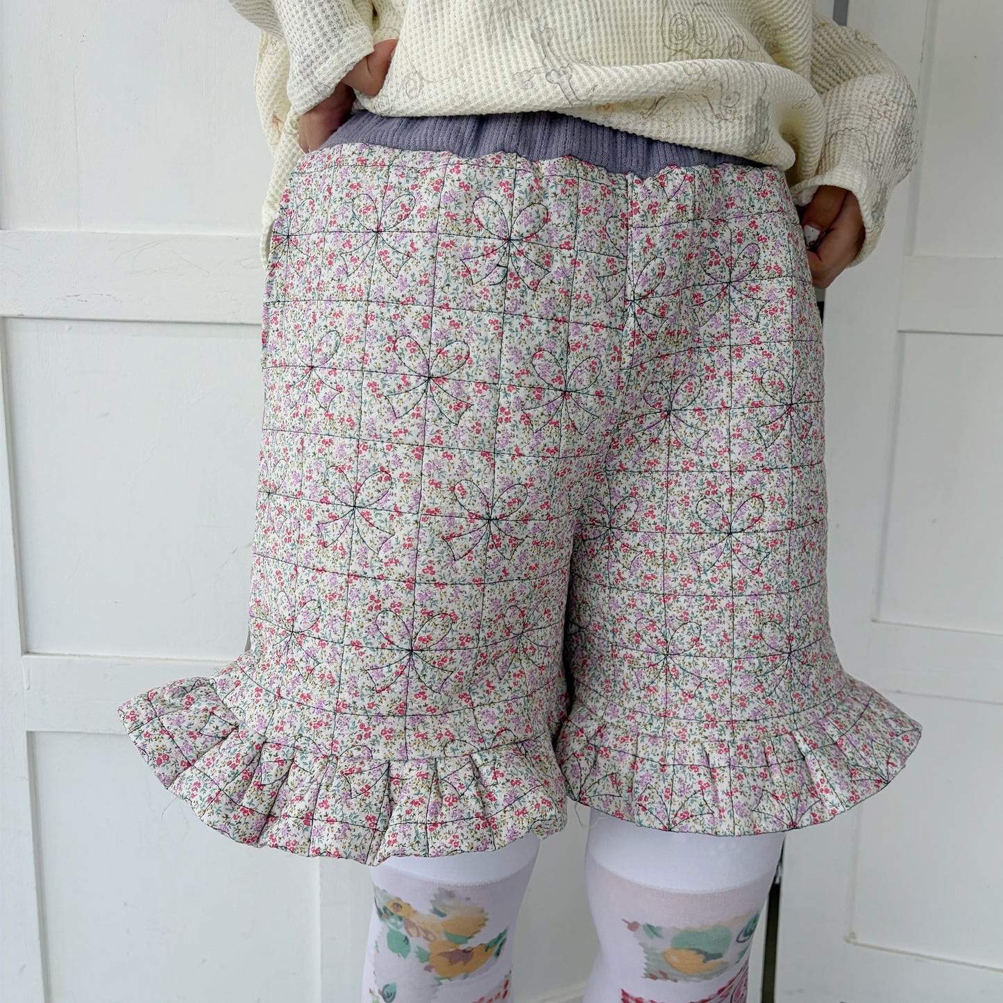 Quilt harf pants / Flower / キルトハーフパンツ