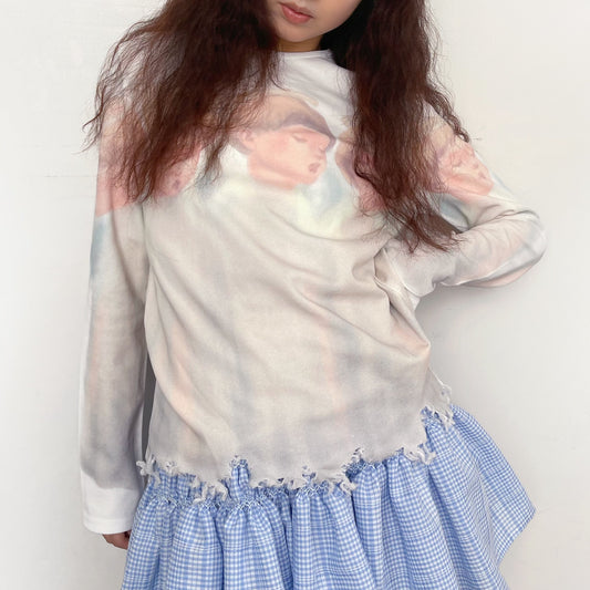 ANGEL DAMAGED T-SHIRT / WHITE / エンジェルダメージトップ