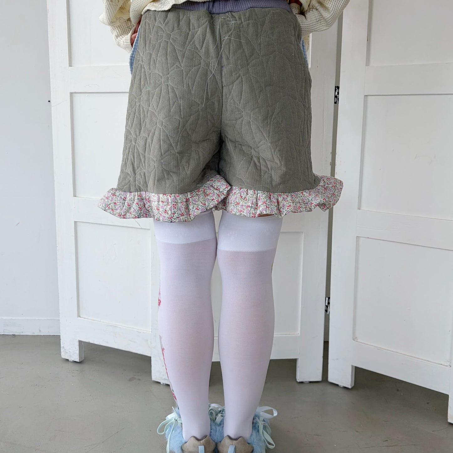 Quilt harf pants / Flower / キルトハーフパンツ