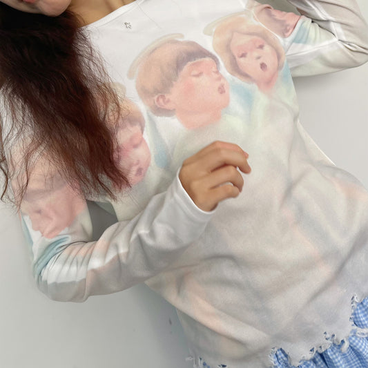 ANGEL DAMAGED T-SHIRT / WHITE / エンジェルダメージトップ