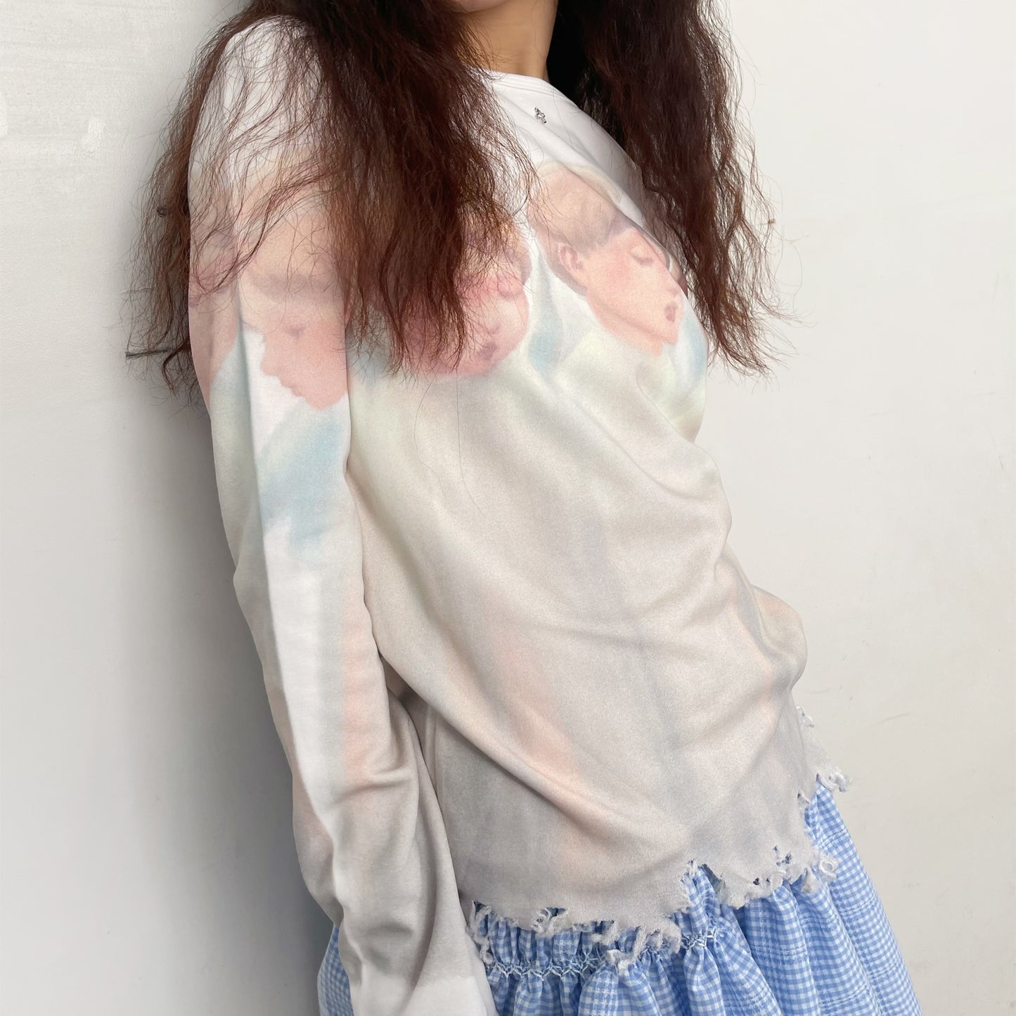 ANGEL DAMAGED T-SHIRT / WHITE / エンジェルダメージトップ