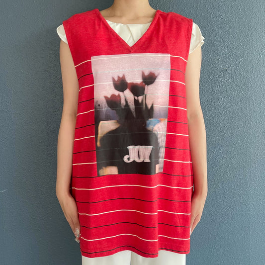 V NECK SLEEVELESS T / JOY / 2WAYグラフィックTシャツ