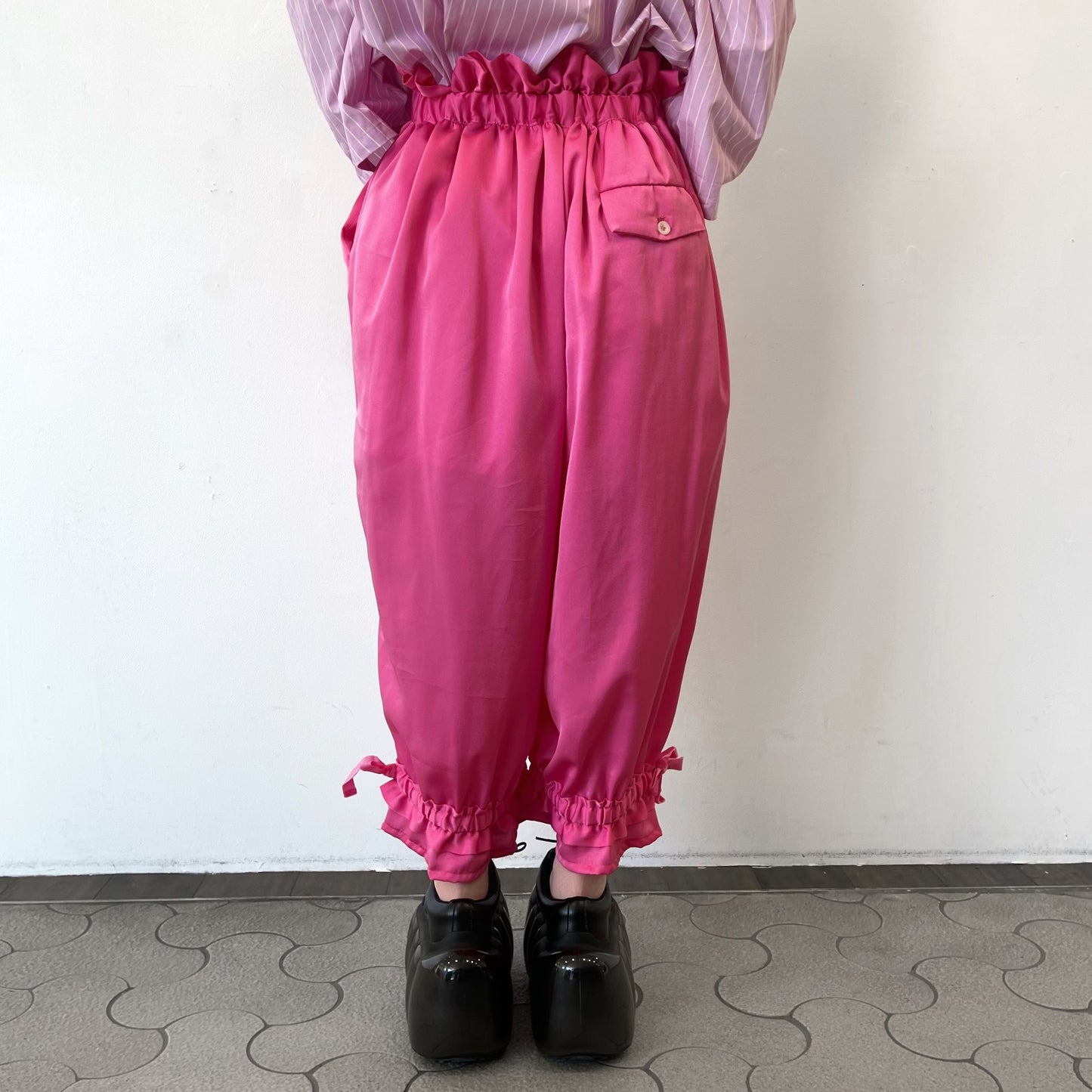 DRAWERS PANTS / HOT PINK / サテンギャザーパンツ