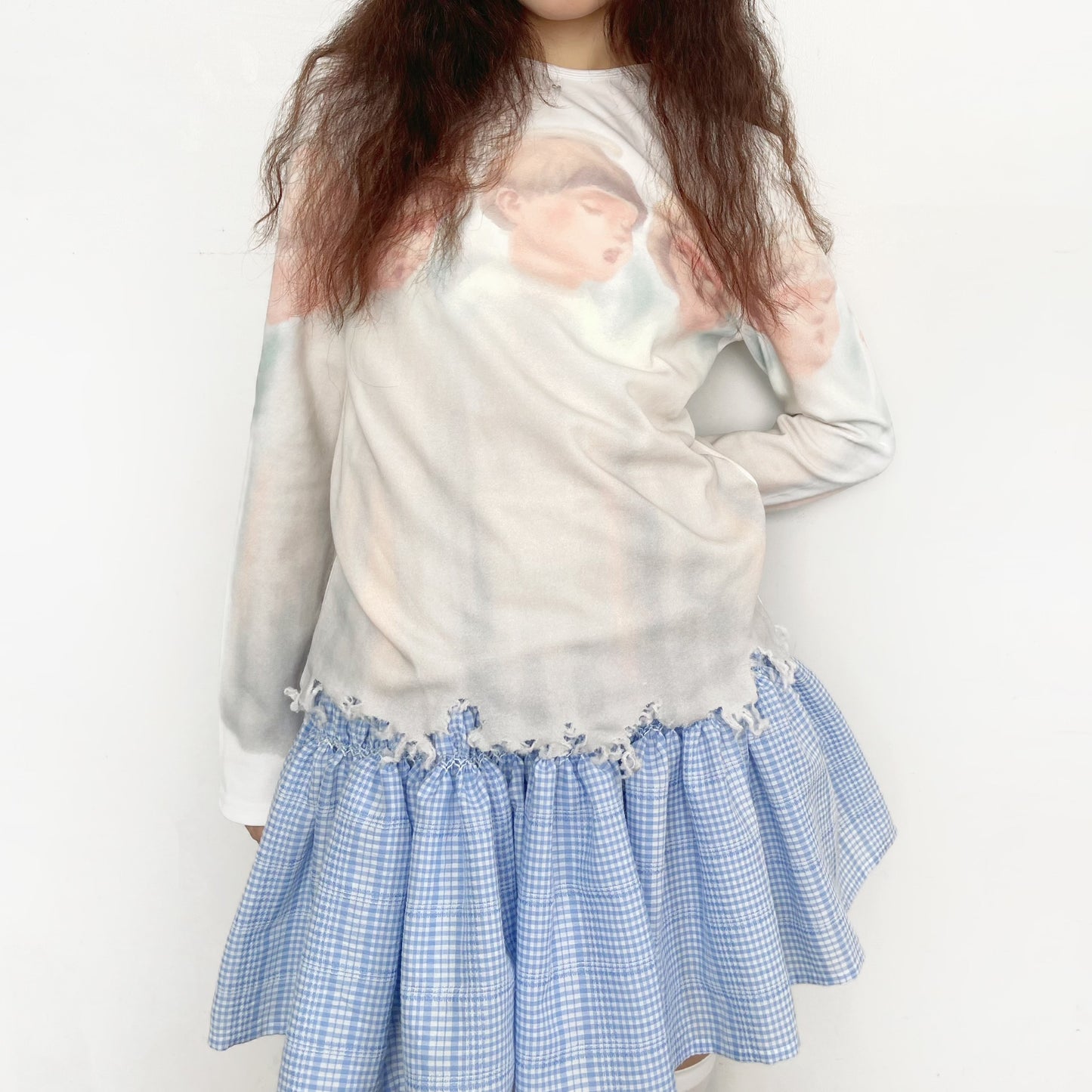ANGEL DAMAGED T-SHIRT / WHITE / エンジェルダメージトップ