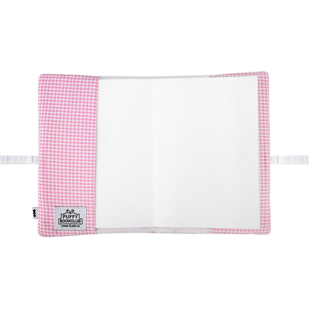 【SHEEP LIMITED】Puffy Bed Book / gingham pink / ノート付きブックカバー