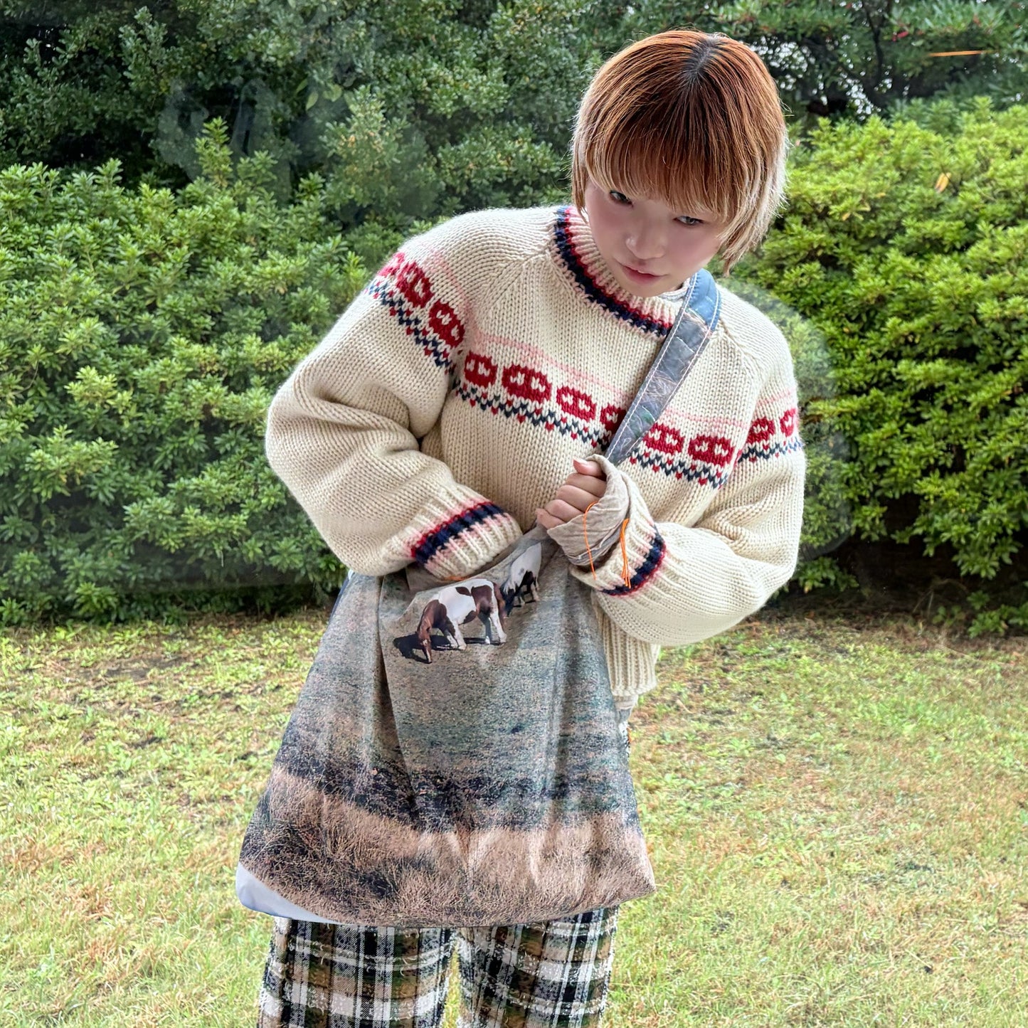 taffeta print shoulder bag / cow / タフタプリントショルダーバッグ