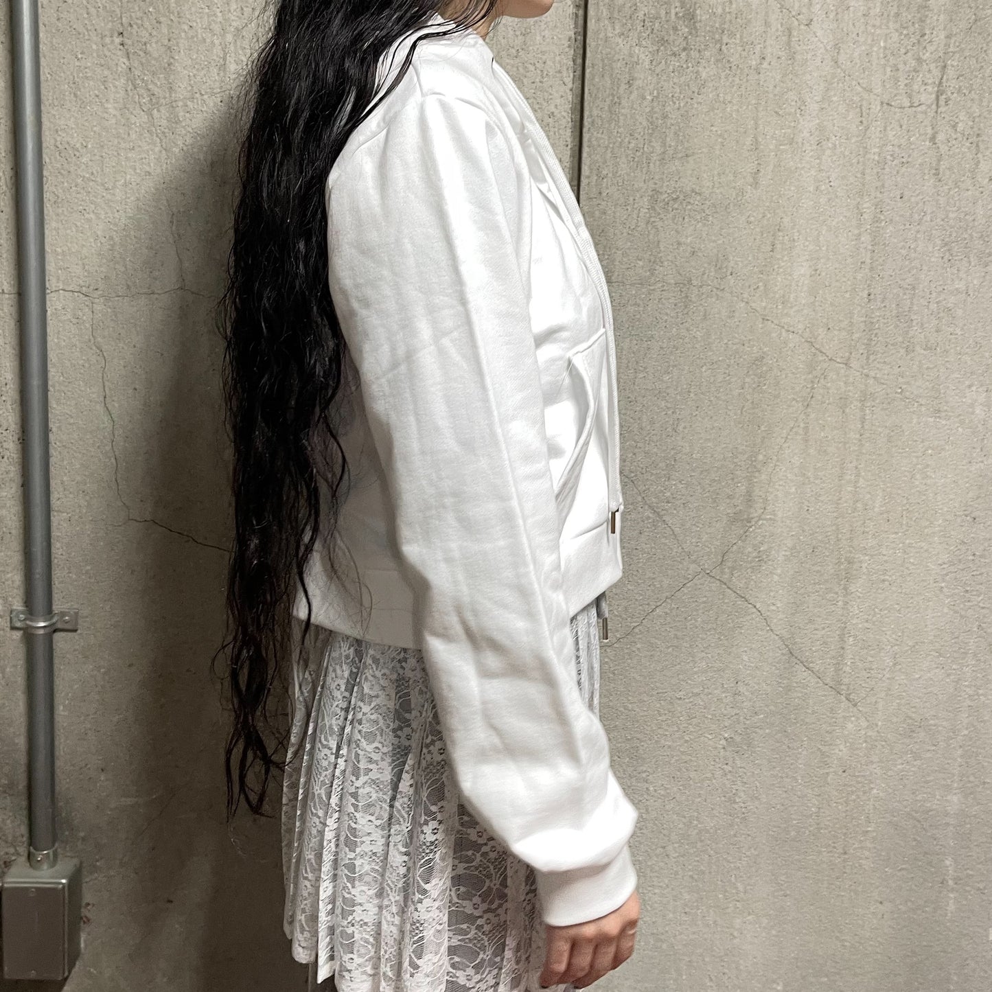 [fa.er.ie] eyelet corset hood zip-up / ivory / コルセットフードジップアップ