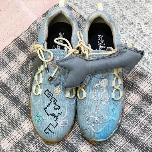 【Teji x yushokobayashiコラボレーションシューズ】Teji Double Bow / Denim / 24cm