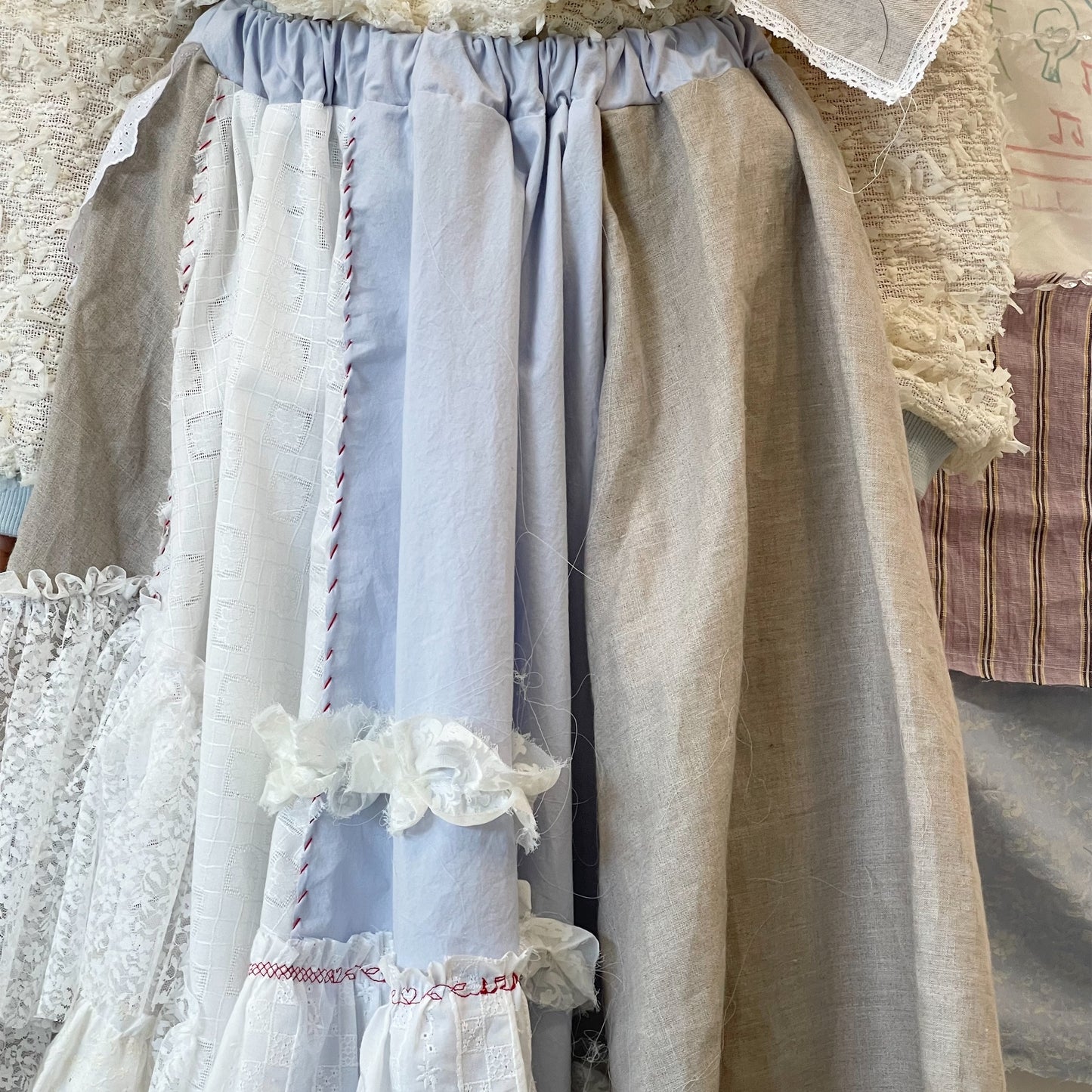 Hand stich Skirt / White / ハンドステッチスカート