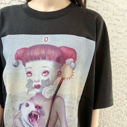 THE FOOL T-SHIR BIOWASHED  ARTWORK BY TREVOR BROWN / BLACK / グラフィックプリントTシャツ
