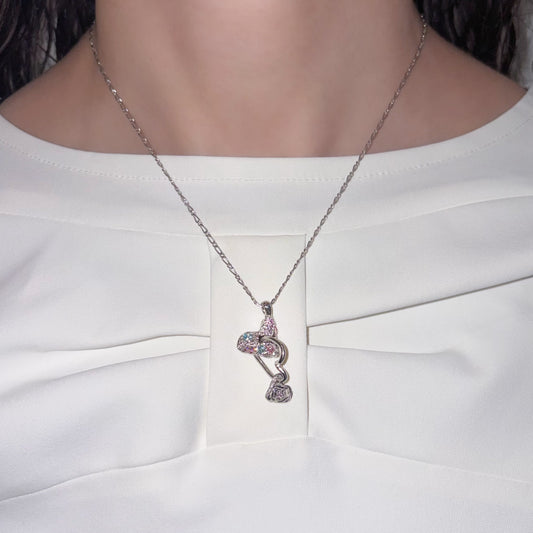 heart ring necklace / zirconia / ハートリングネックレス
