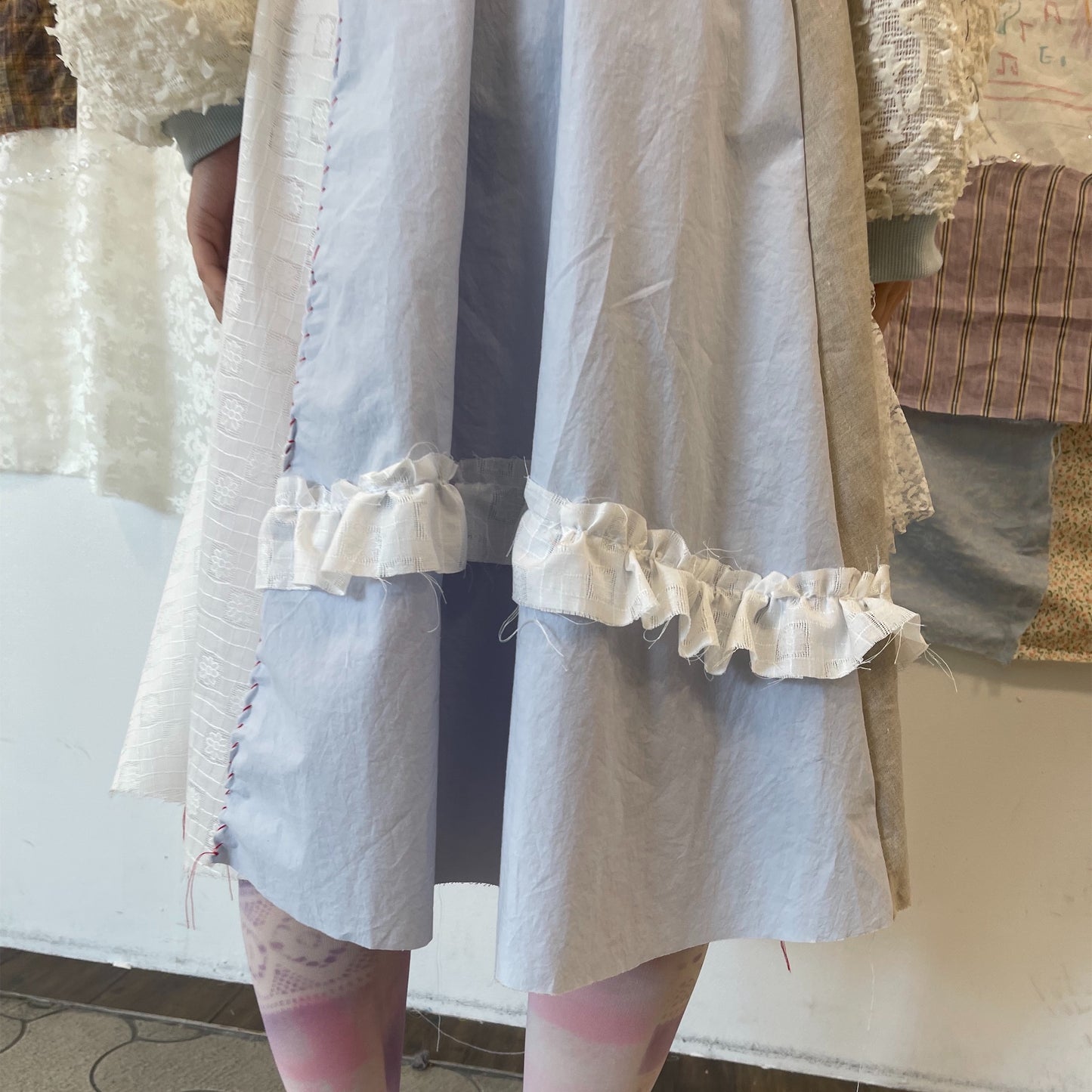 Hand stich Skirt / White / ハンドステッチスカート