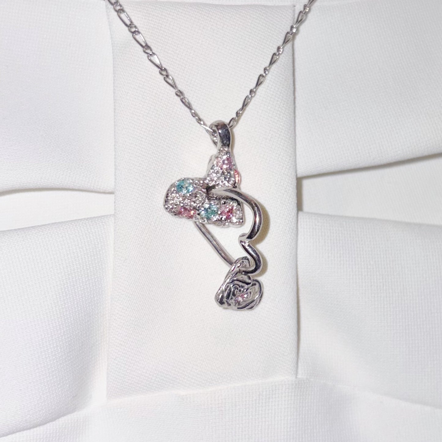 heart ring necklace / zirconia / ハートリングネックレス