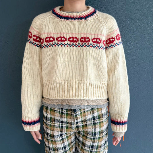 wool raglan ski lift sweater / ivory / メランジウールラグラン長袖セーター