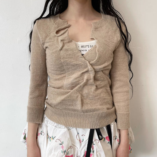 clack cardigan / beige / モヘア混ニット